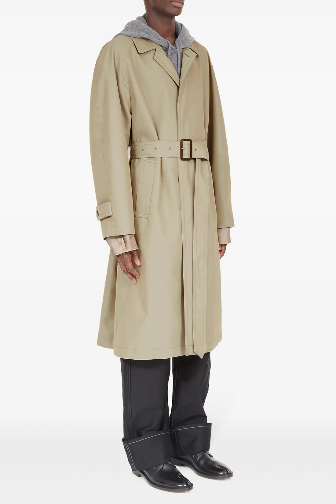 MAISON MARGIELA 48 long single-breasted cotton blend trench coat