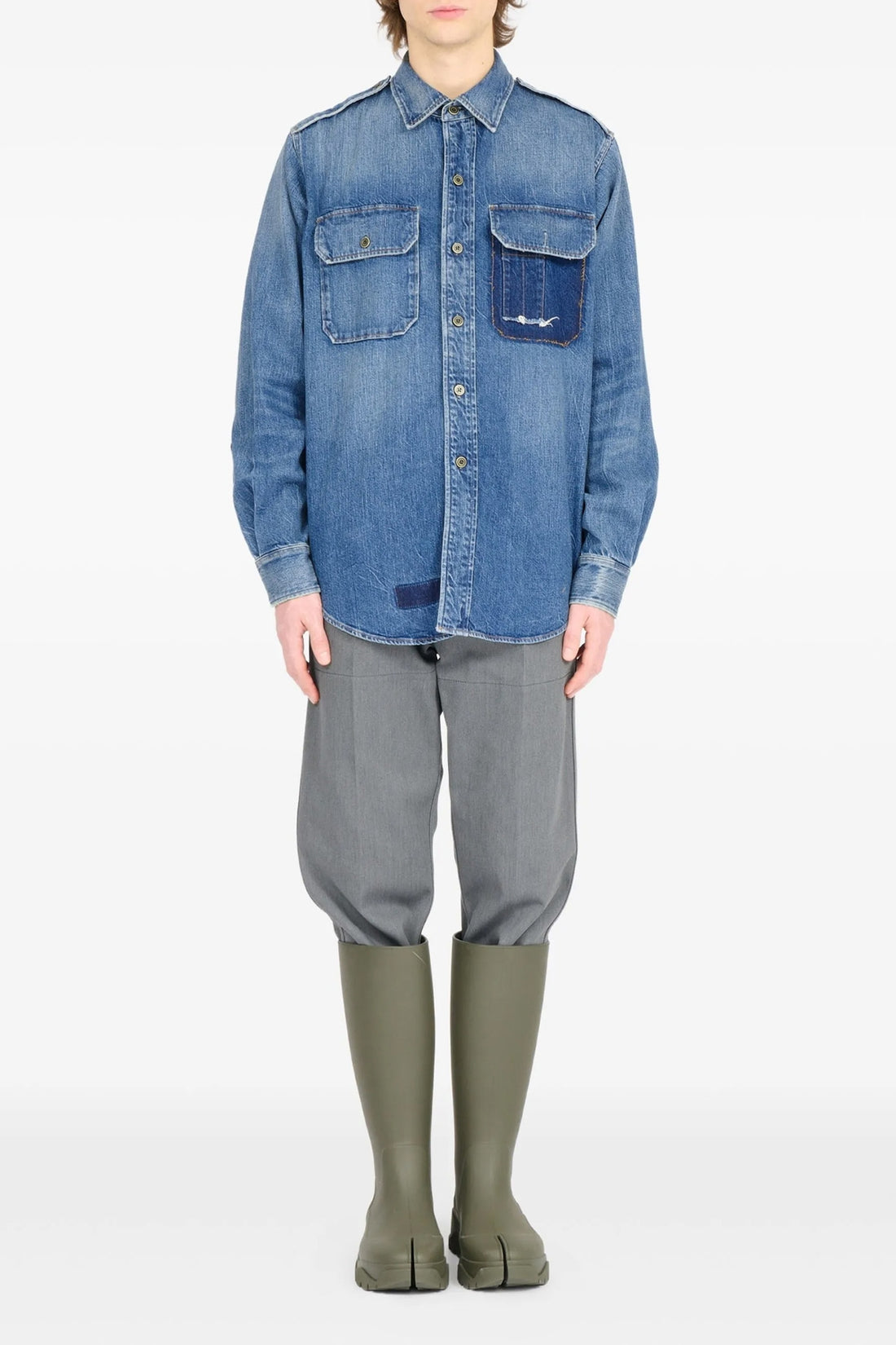 MAISON MARGIELA 40 cm used-effect cotton denim shirt