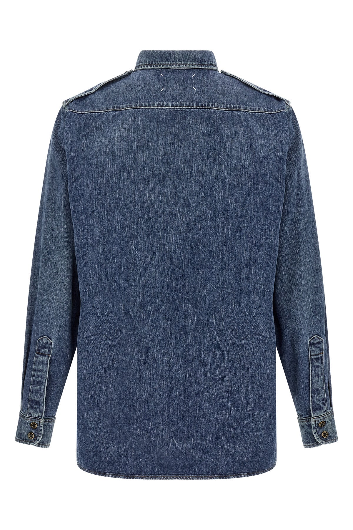 used-effect cotton denim shirt