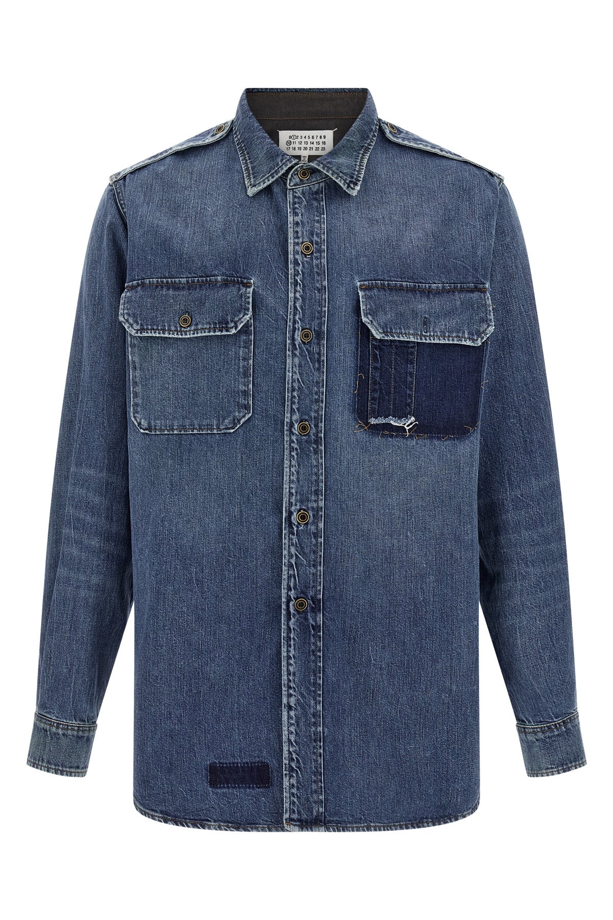 used-effect cotton denim shirt