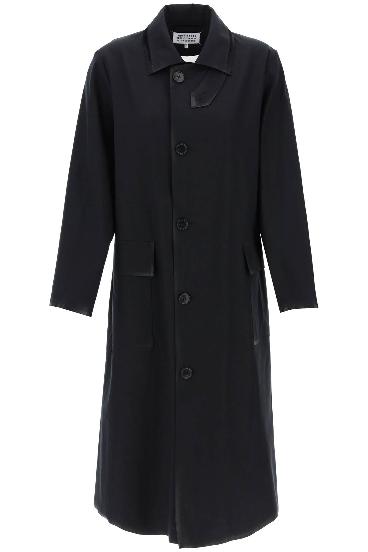 cotton coat with laminated trim details