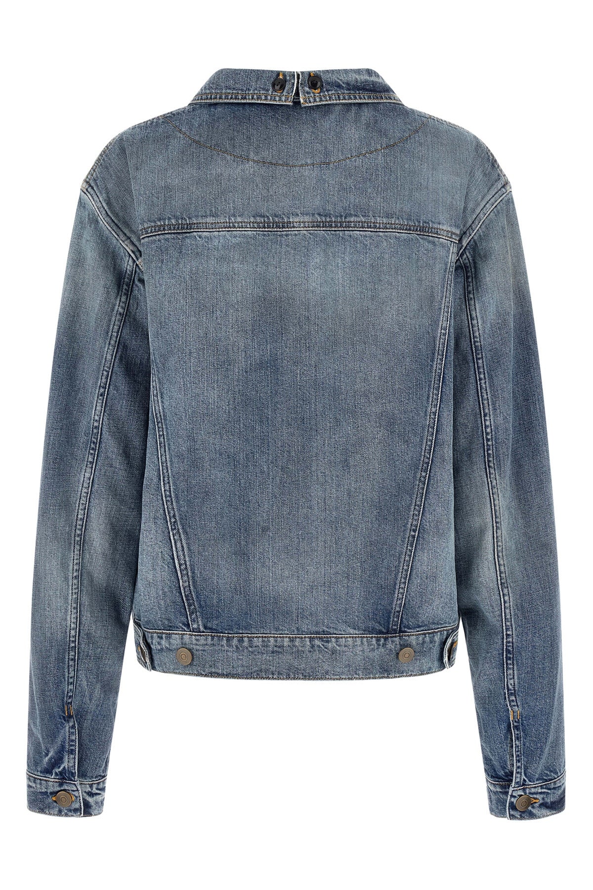 maison margiela folded collar denim jacket reinterprets the classic codes of w