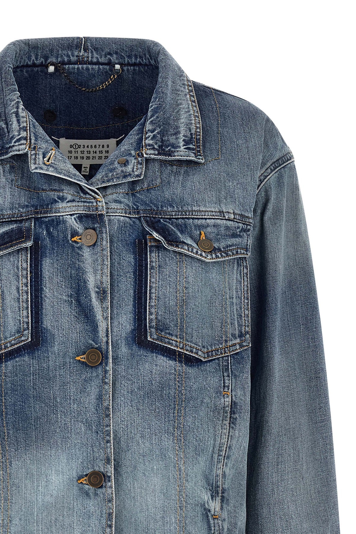 maison margiela folded collar denim jacket reinterprets the classic codes of w