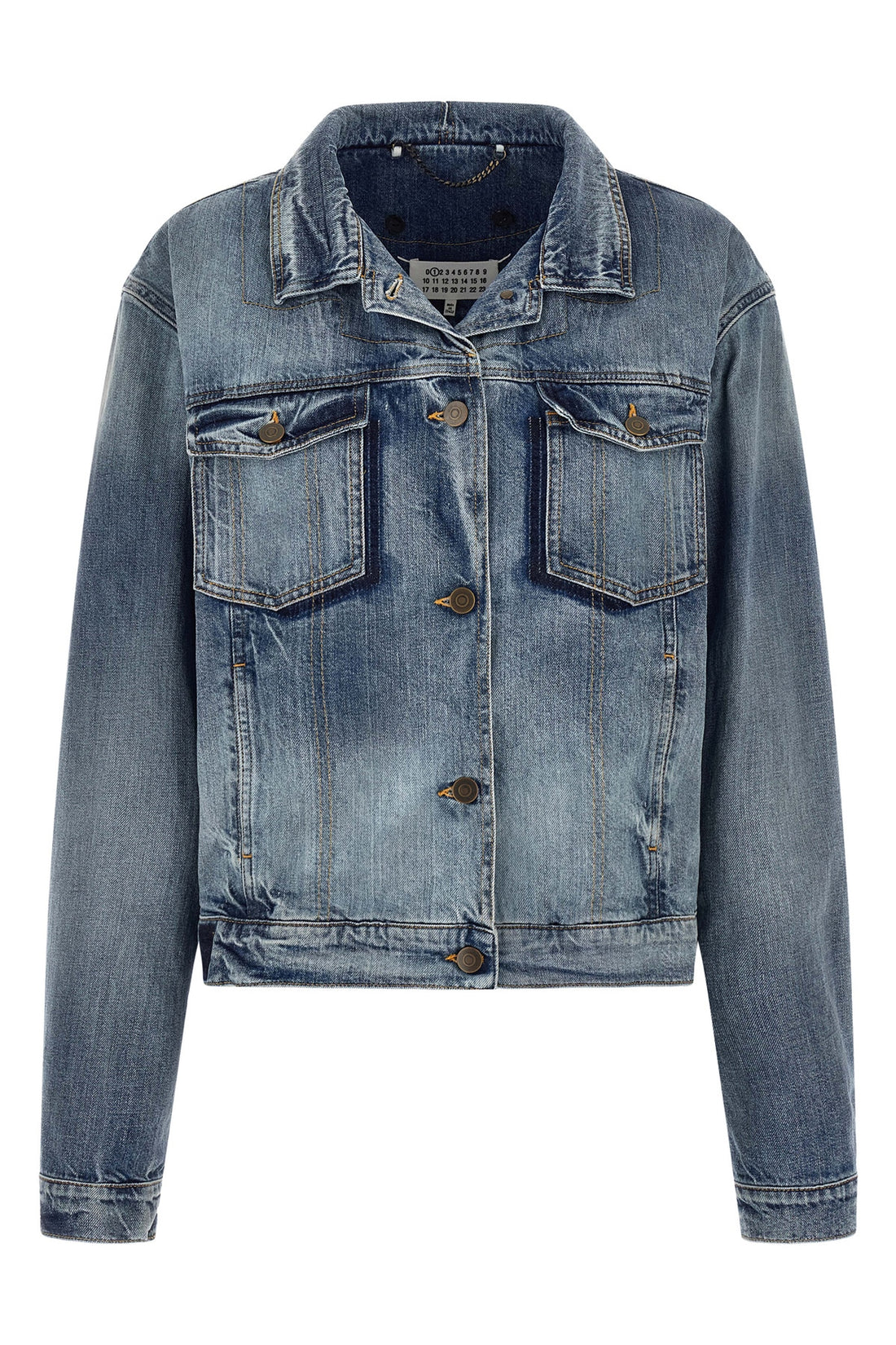 MAISON MARGIELA 42 maison margiela folded collar denim jacket reinterprets the classic codes of w