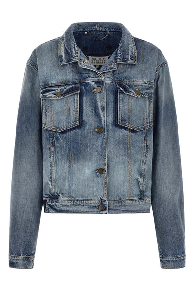 maison margiela folded collar denim jacket reinterprets the classic codes of w