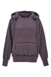 logo reverse aged effect doubled cotton hoodie