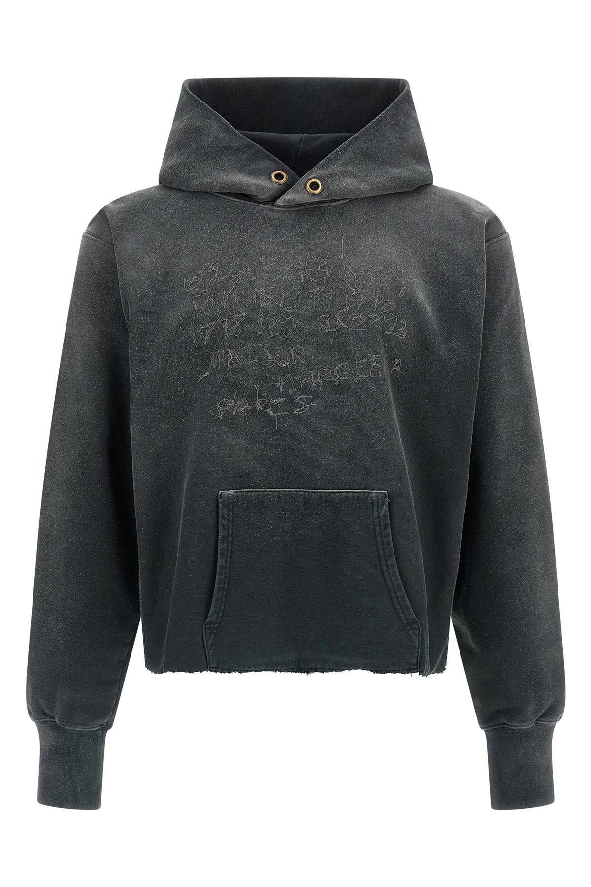 used-effect gauze cotton hoodie