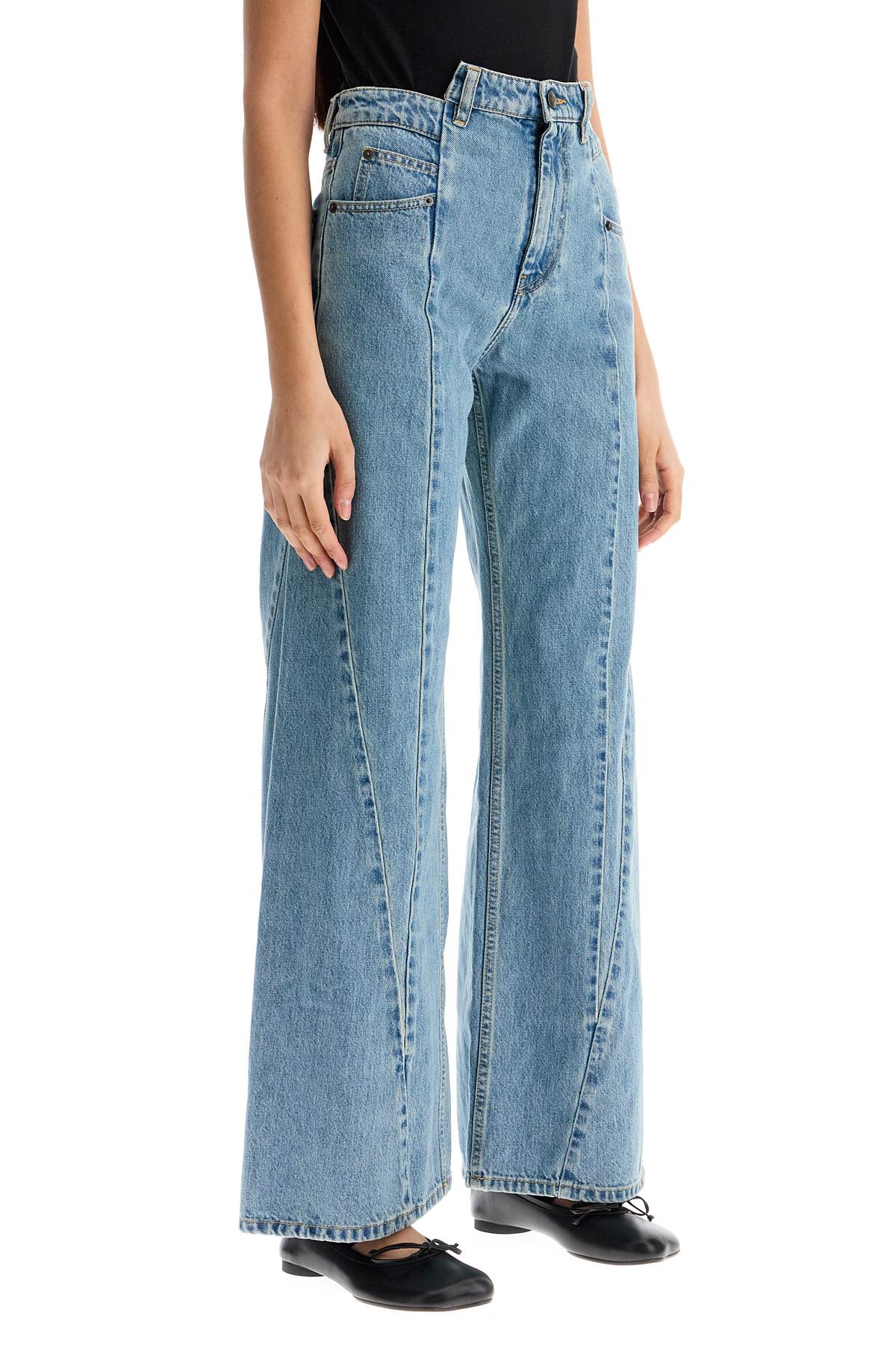 loose cut-out waist jeans with