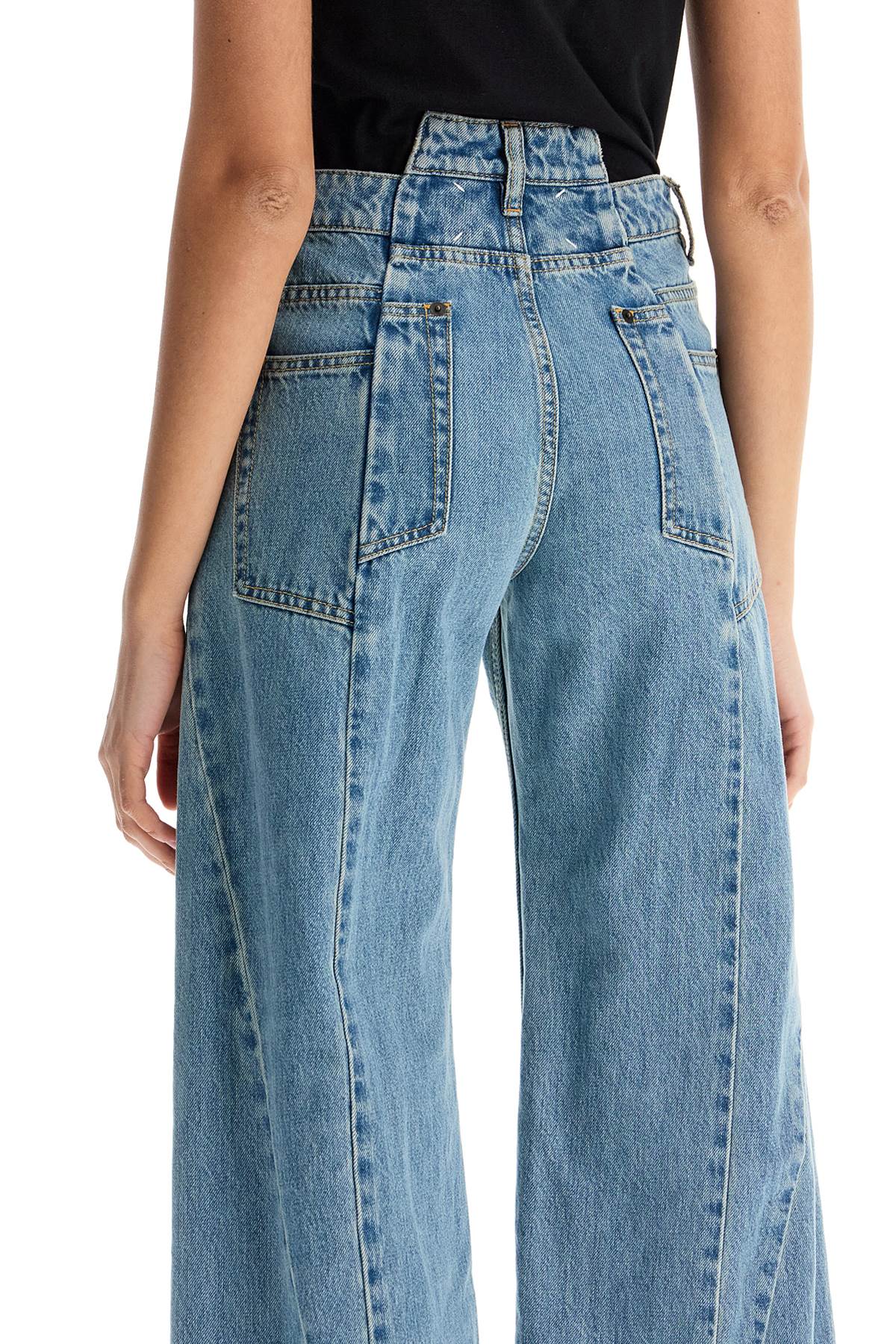 loose cut-out waist jeans with