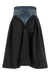 midi skirt in wrinkled satin-effect fabric