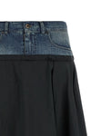 midi skirt in wrinkled satin-effect fabric