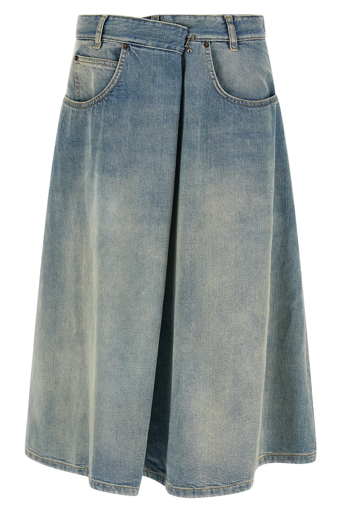 maison margiela midi skirt reinterprets the codes of workwear through a sophisti