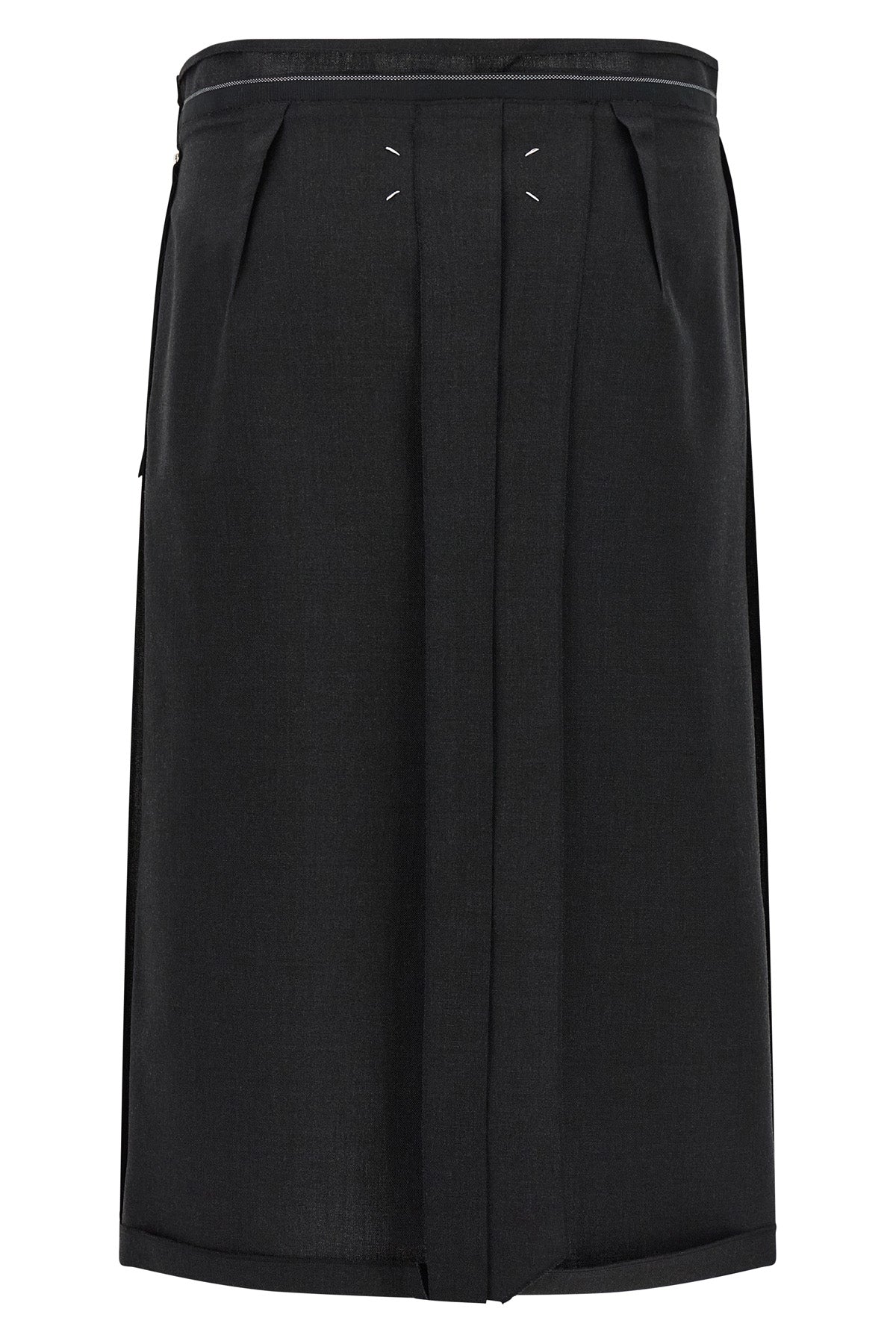 maison margielas midi skirt in pure virgin wool reinterprets the codes of class