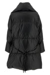 long down jacket in quilted leather-effect coated viscose