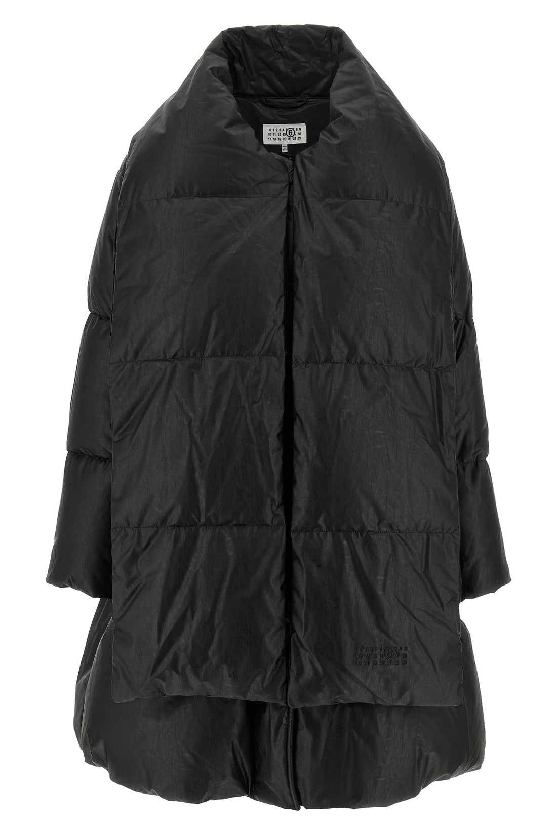 MM6 S long down jacket in quilted leather-effect coated viscose