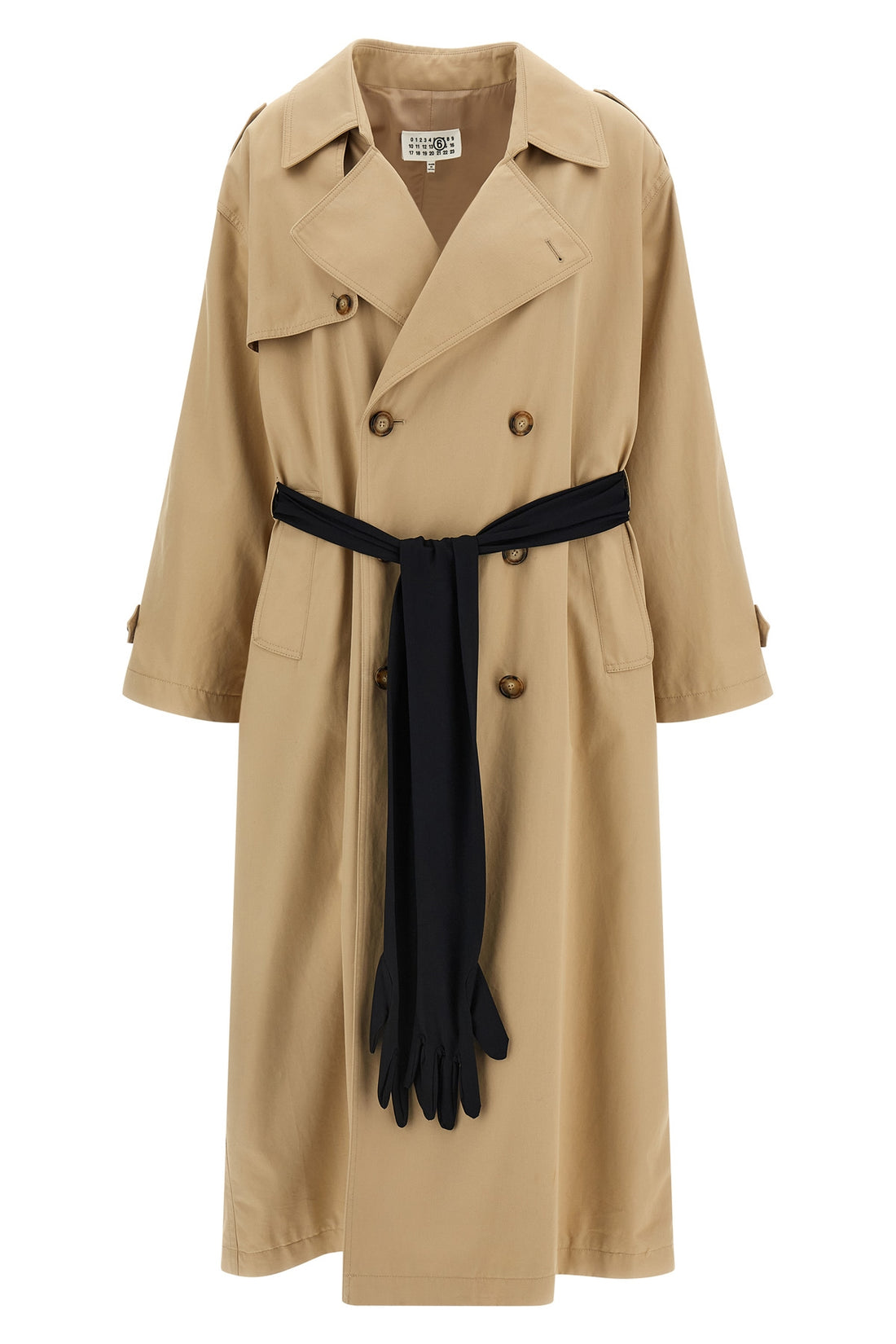 MM6 36 light double-breasted trench coat in light cotton twill