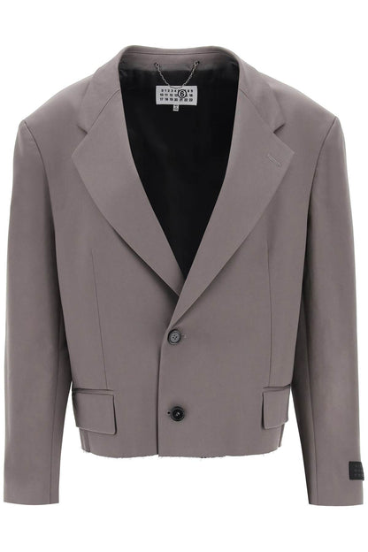 cropped blazer with cut-off hem