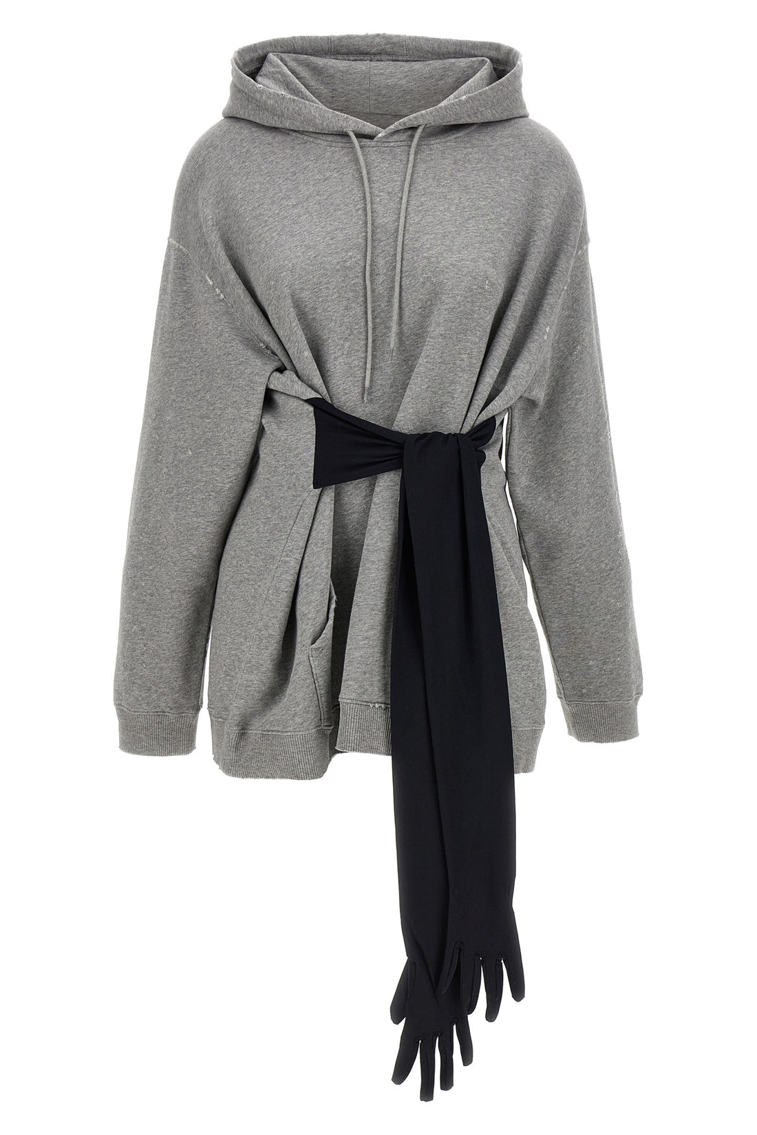 MM6 S used-effect mélange cotton jersey hoodie mini dress
