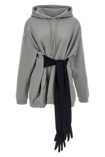 used-effect mélange cotton jersey hoodie mini dress