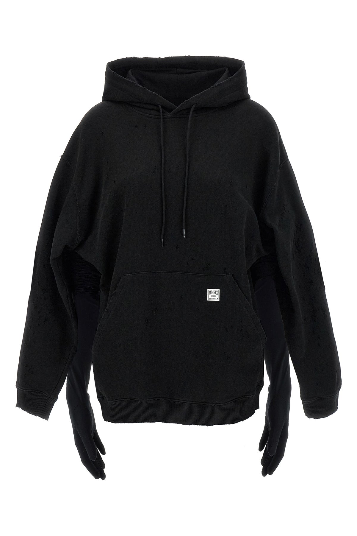 cotton jersey hoodie mini dress