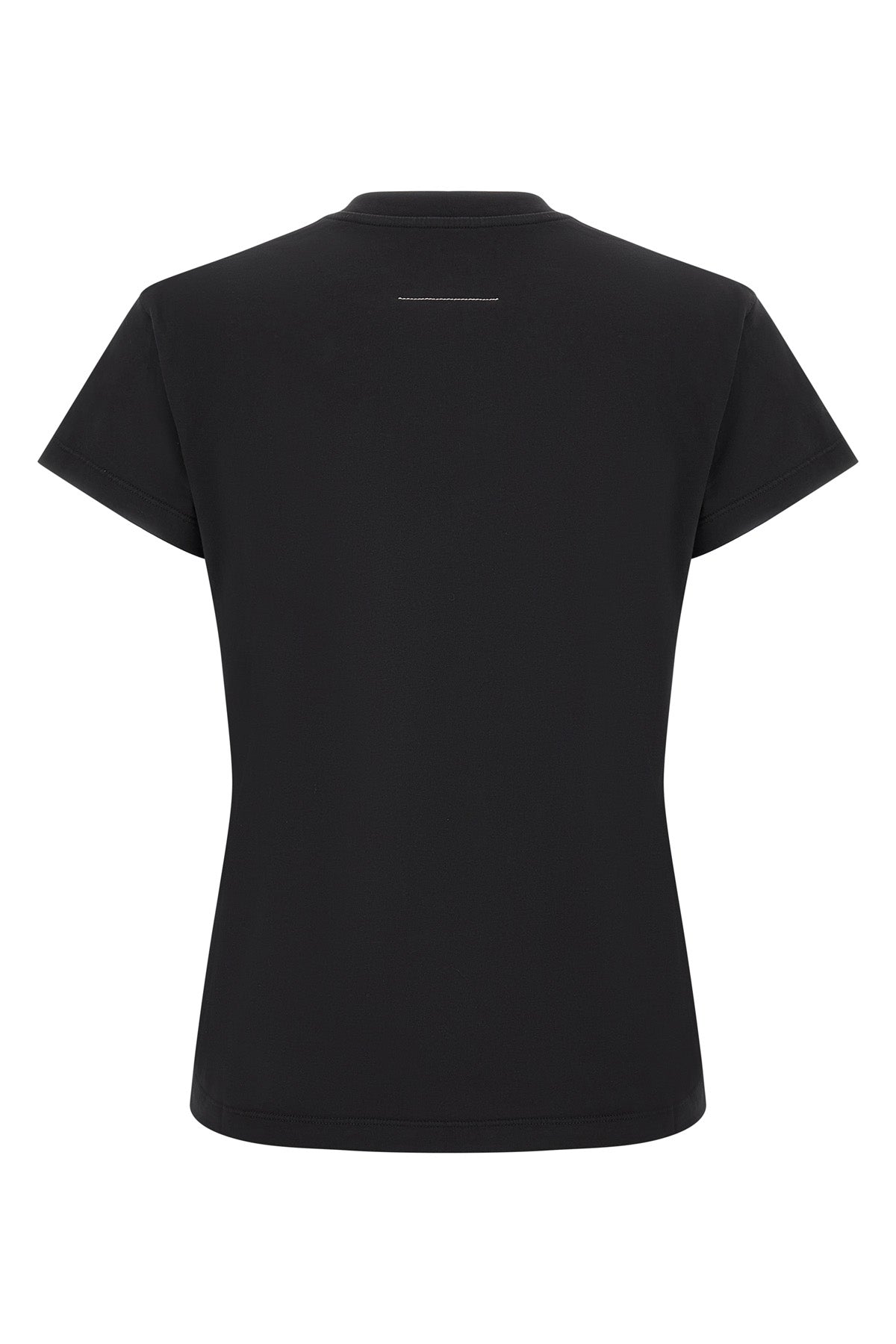 maison margiela mm6 t-shirt in pure black cotton defines an essential and recogn