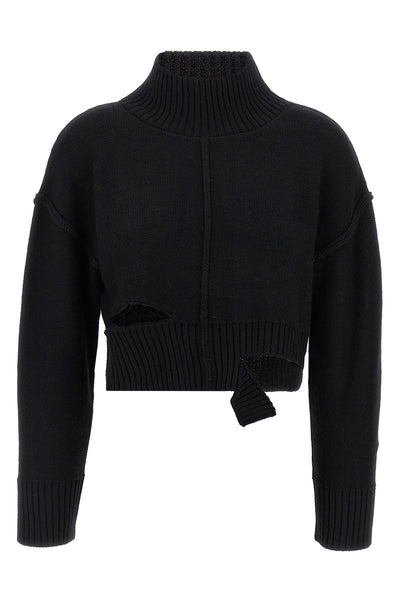 sweater in wool blend fineness 5 distressed effect