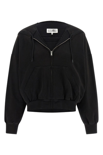 used-effect gauze cotton sweatshirt