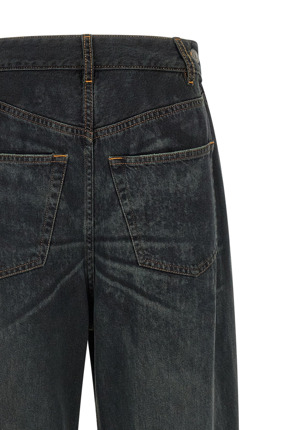 mm6 maison margielas wide-leg jeans redefine classic denim through an asymmetri
