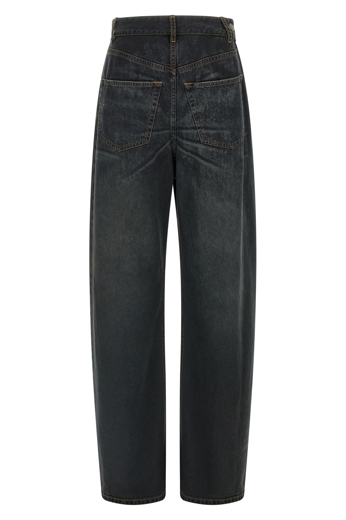 mm6 maison margielas wide-leg jeans redefine classic denim through an asymmetri