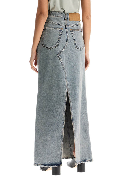 maxi denim skirt in seven