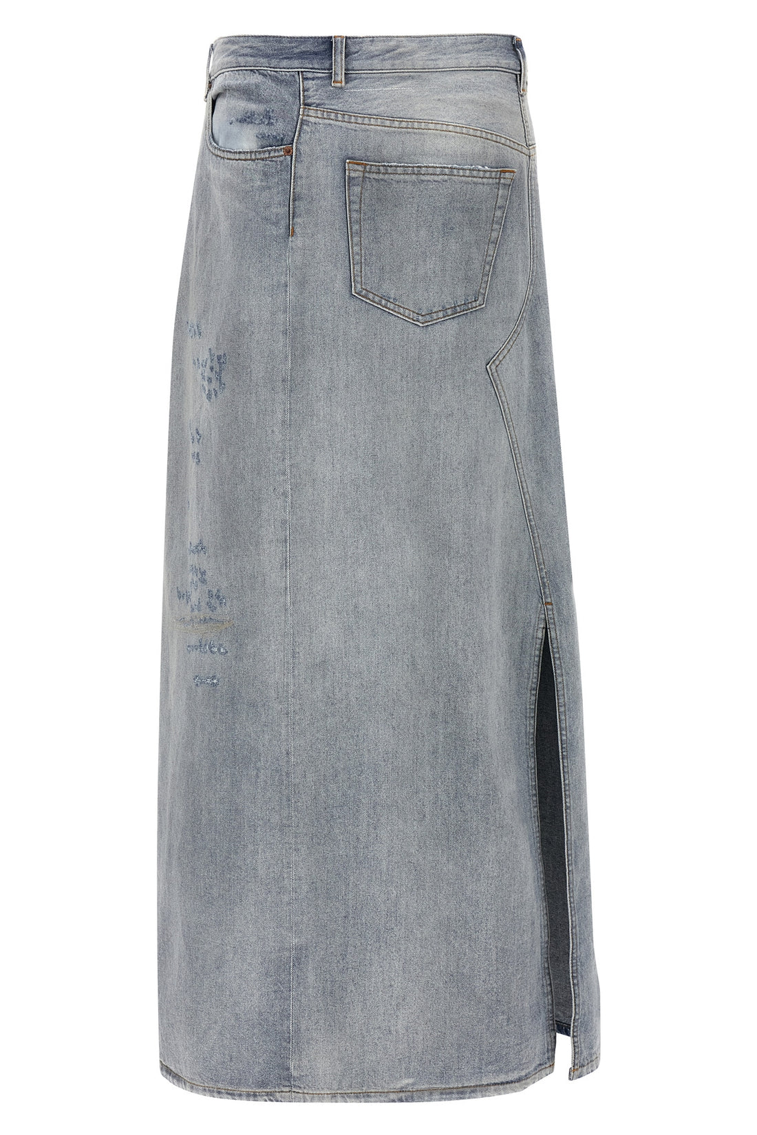 MM6 36 maxi skirt in used-effect cotton denim