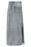 maxi skirt in used-effect cotton denim