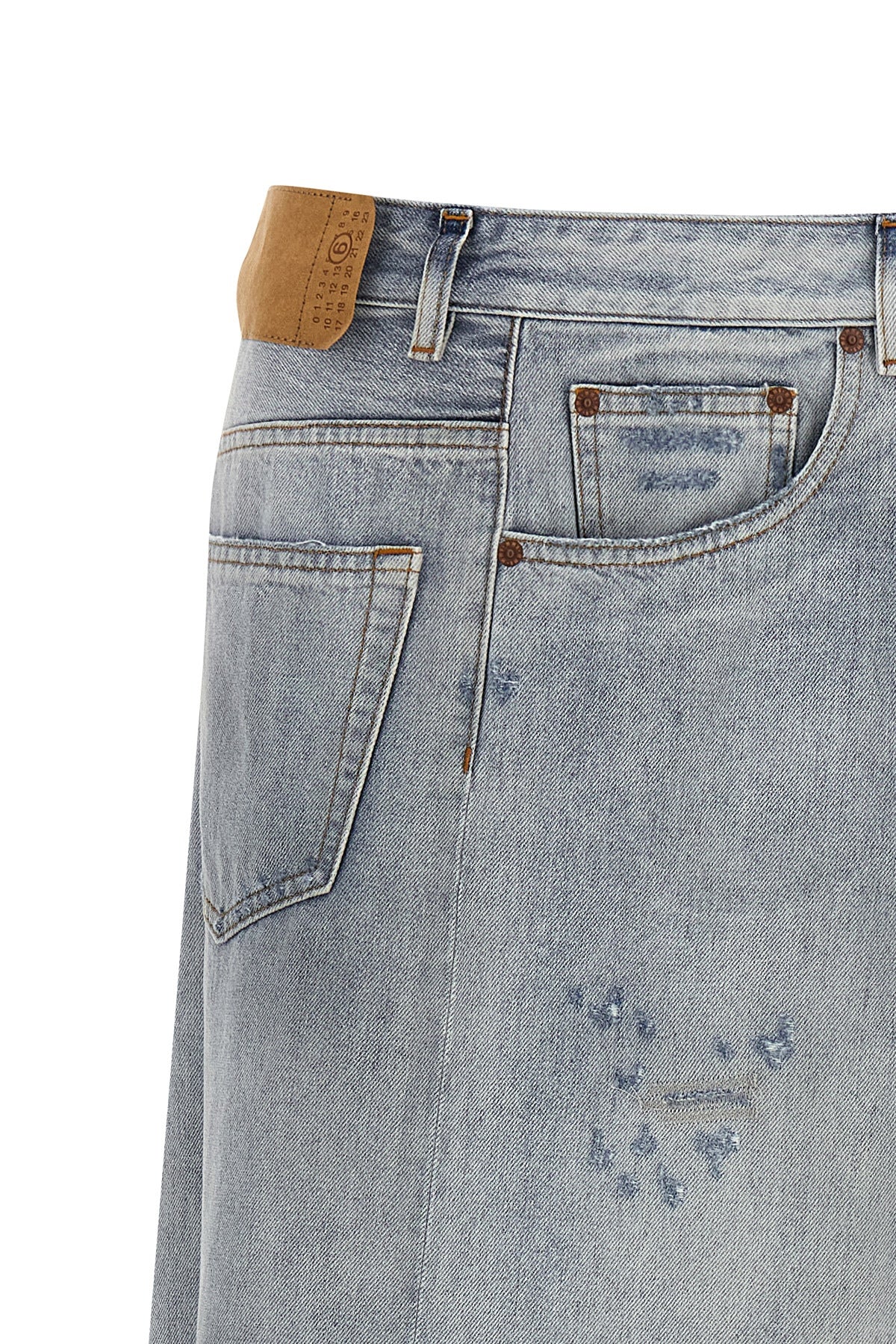 maxi skirt in used-effect cotton denim