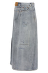maxi skirt in used-effect cotton denim