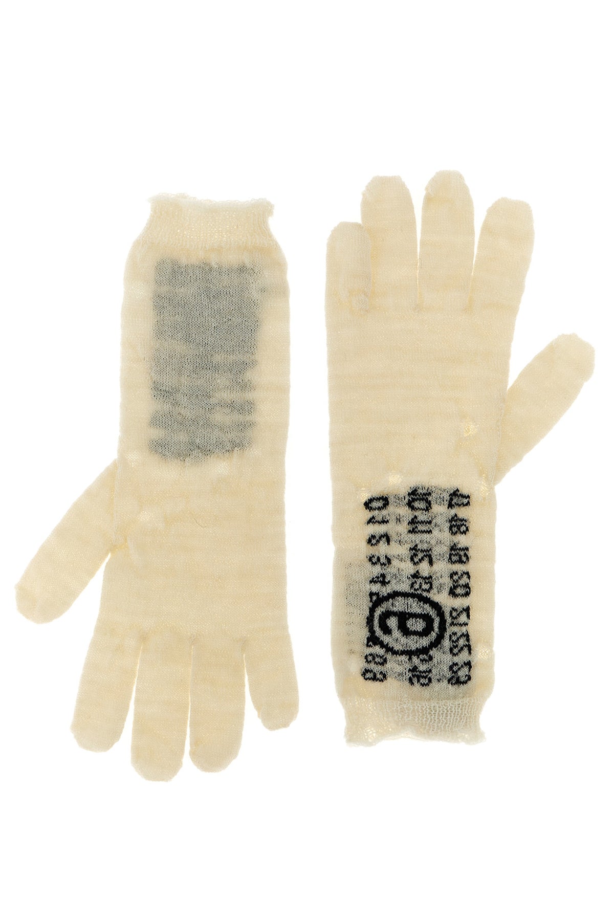 front jacquard numeric signature mm6 gloves and rips