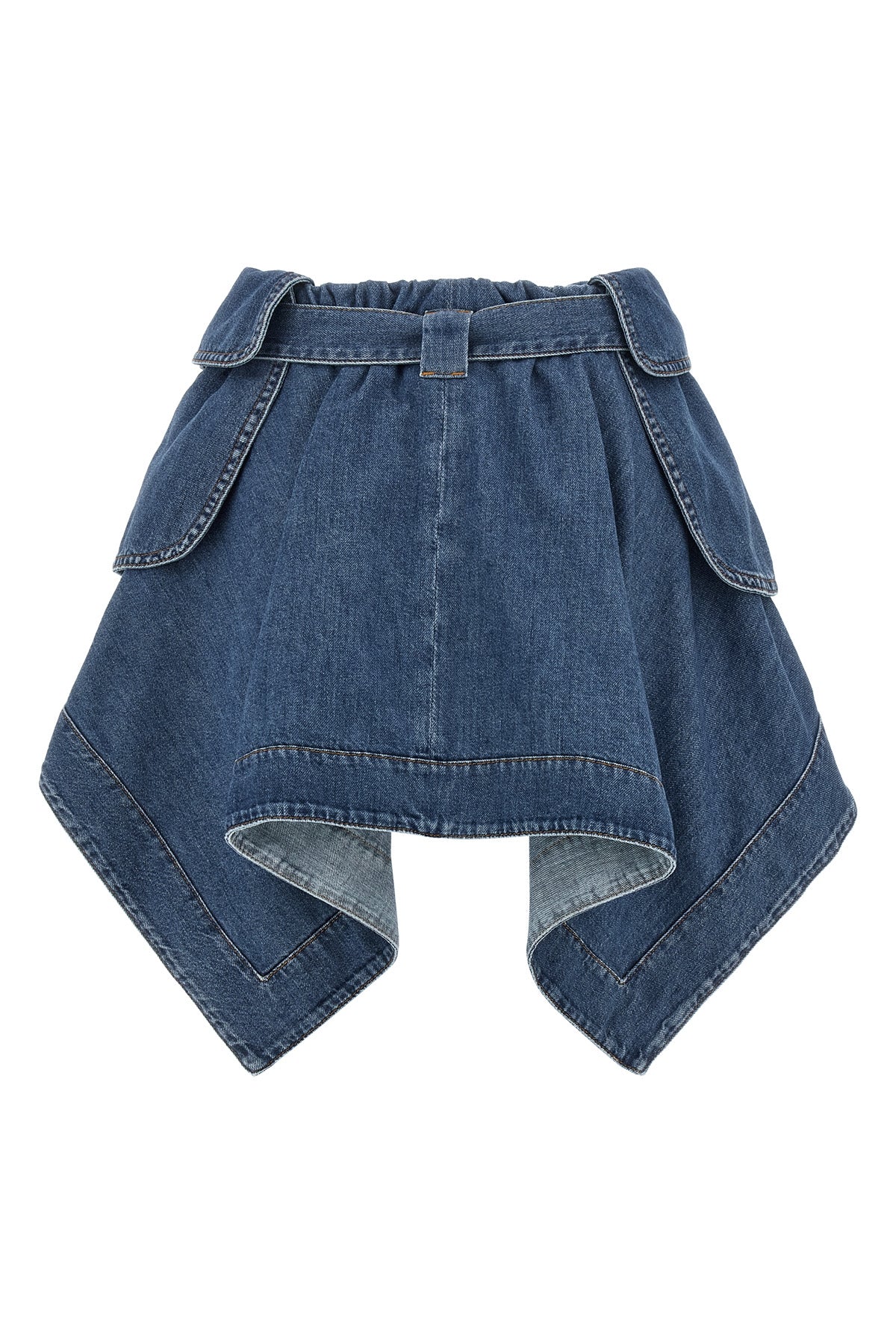 mini skirt in light washed cotton denim