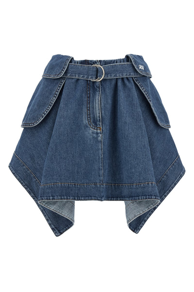 mini skirt in light washed cotton denim