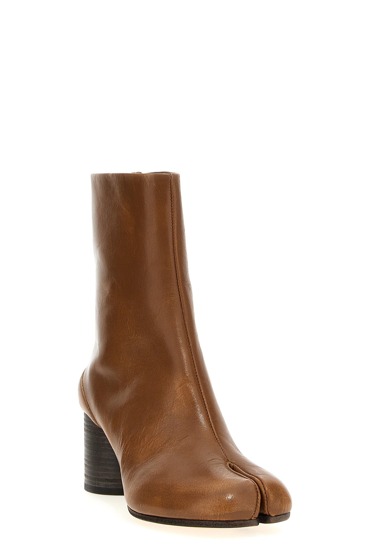 tabi used-effect leather ankle boots