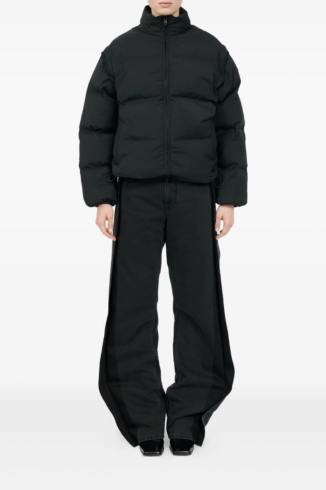 MM6 36 quilted and goose feather padded fabric down jacket