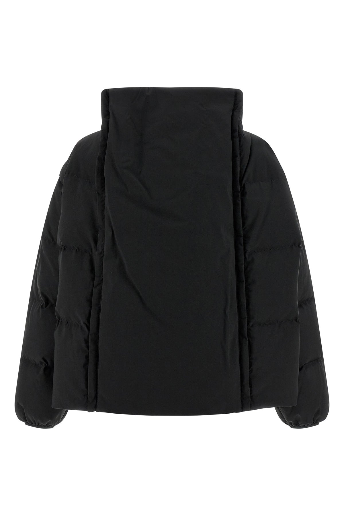 quilted and goose feather padded fabric down jacket