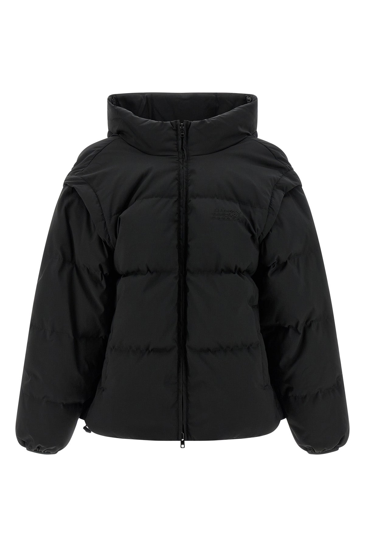 quilted and goose feather padded fabric down jacket