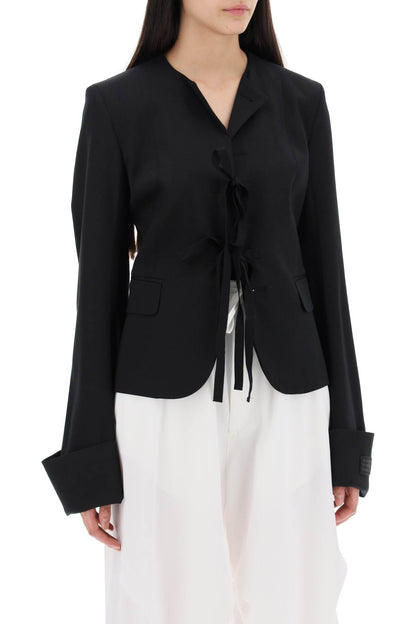 single-breasted blazer with round neck