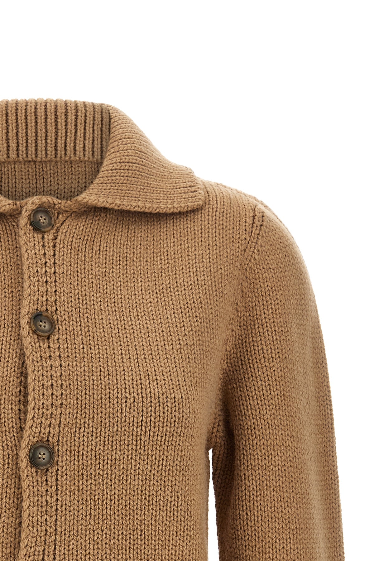 the maison margiela mm6 cardigan redefines knitwear codes through a cropped silh