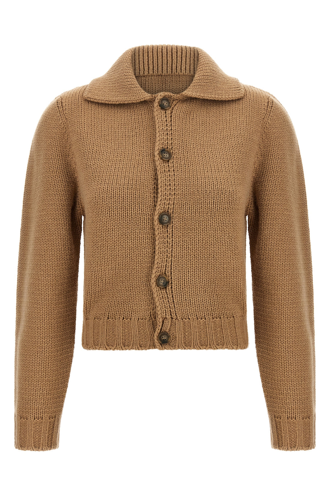 MM6 L the maison margiela mm6 cardigan redefines knitwear codes through a cropped silh