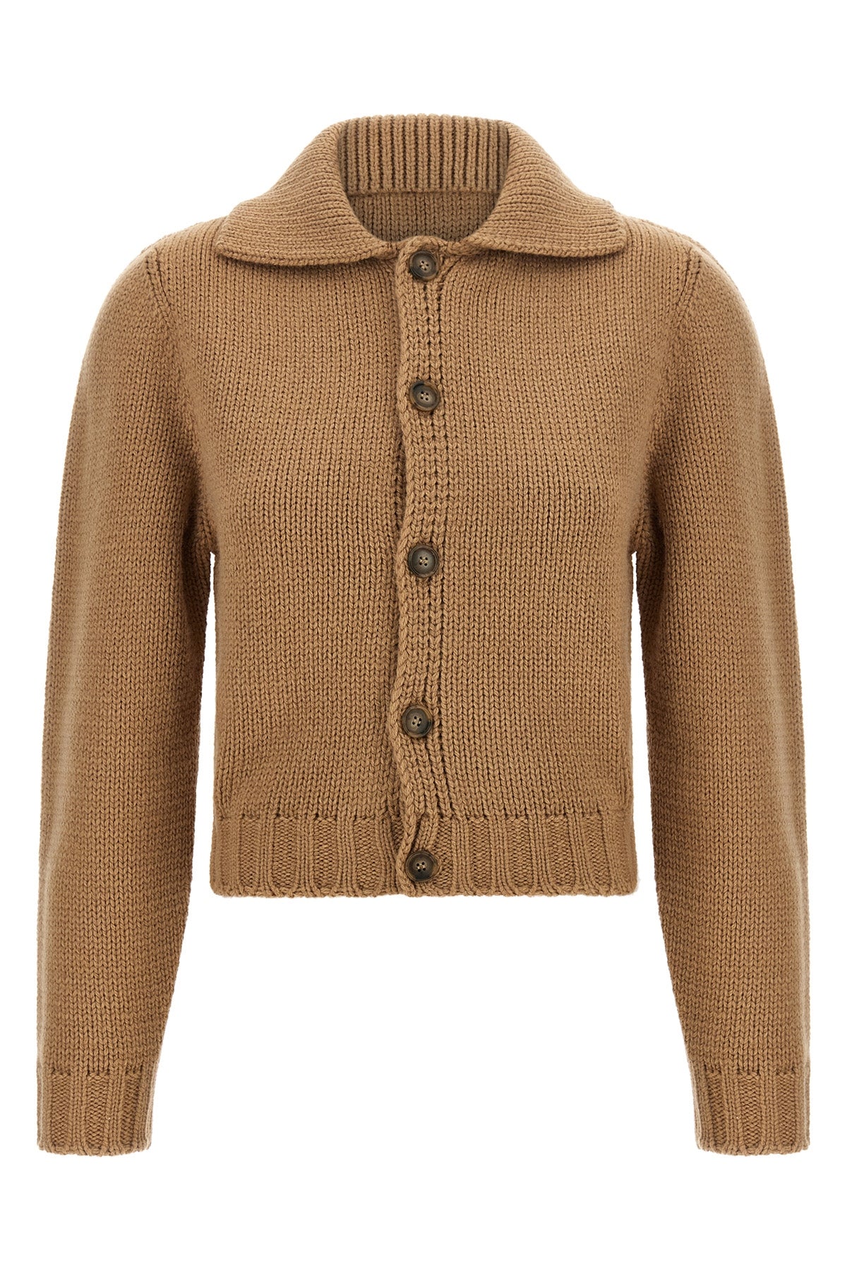 the maison margiela mm6 cardigan redefines knitwear codes through a cropped silh
