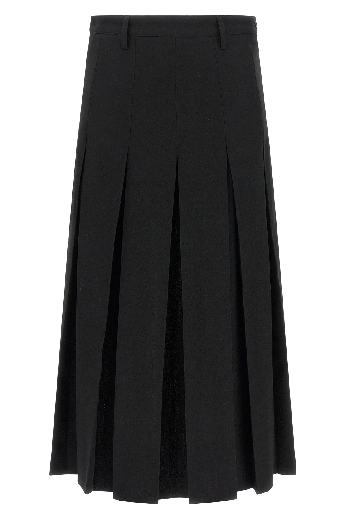 maison margielas mm6 midi skirt redefines classic tailoring through a distincti