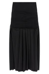 double layer midi skirt in pleated wool blend