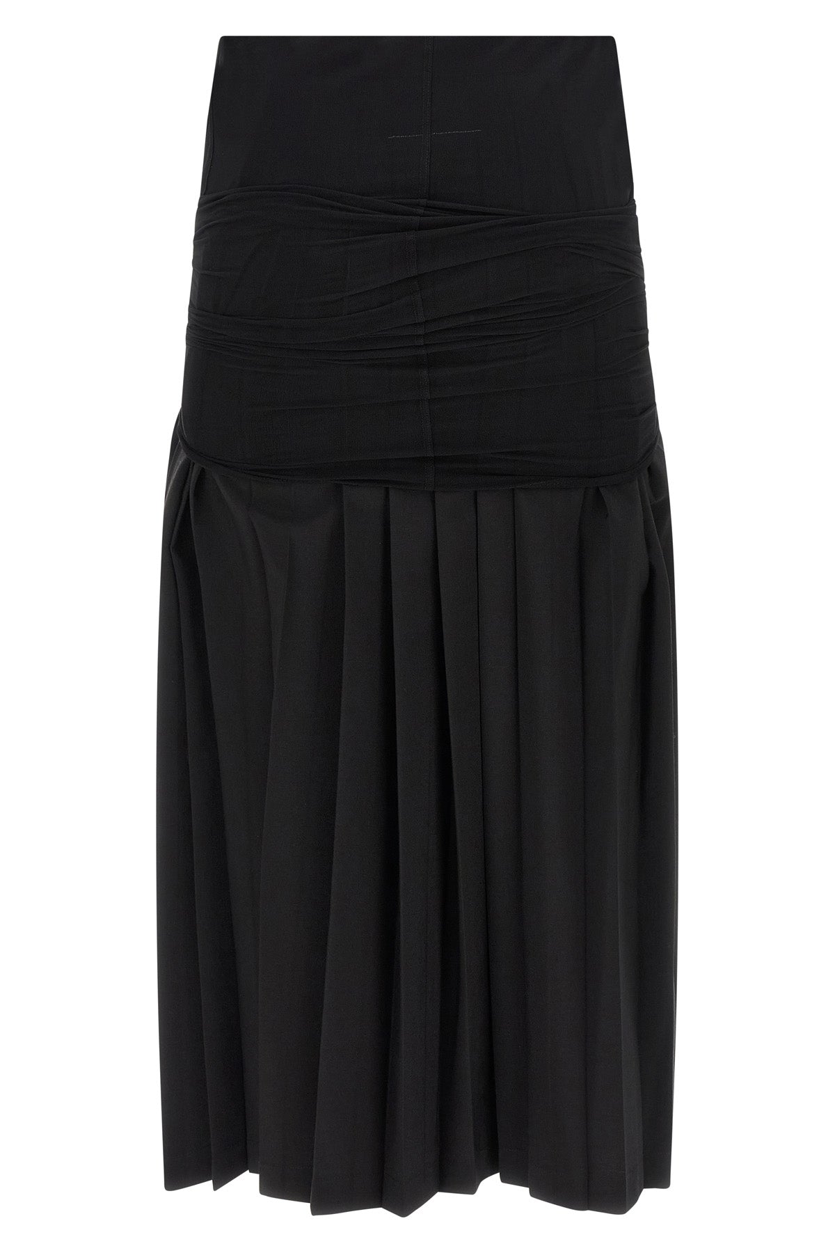 double layer midi skirt in pleated wool blend