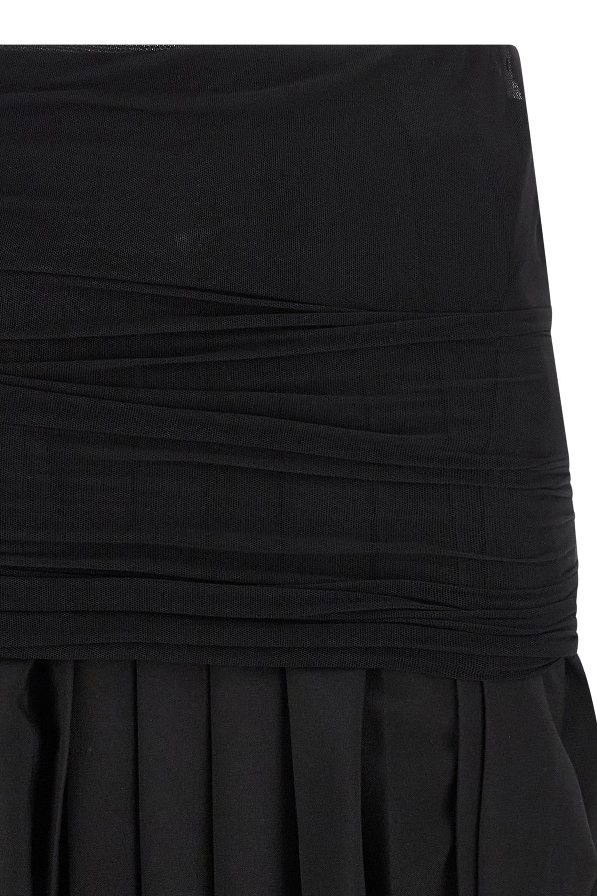 double layer midi skirt in pleated wool blend
