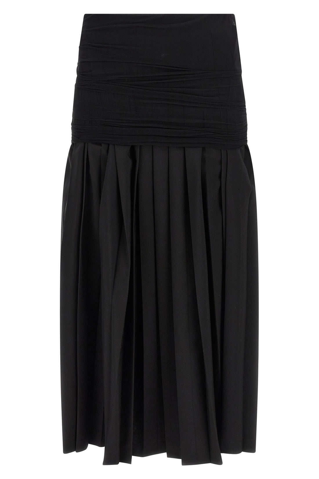 MM6 40 double layer midi skirt in pleated wool blend